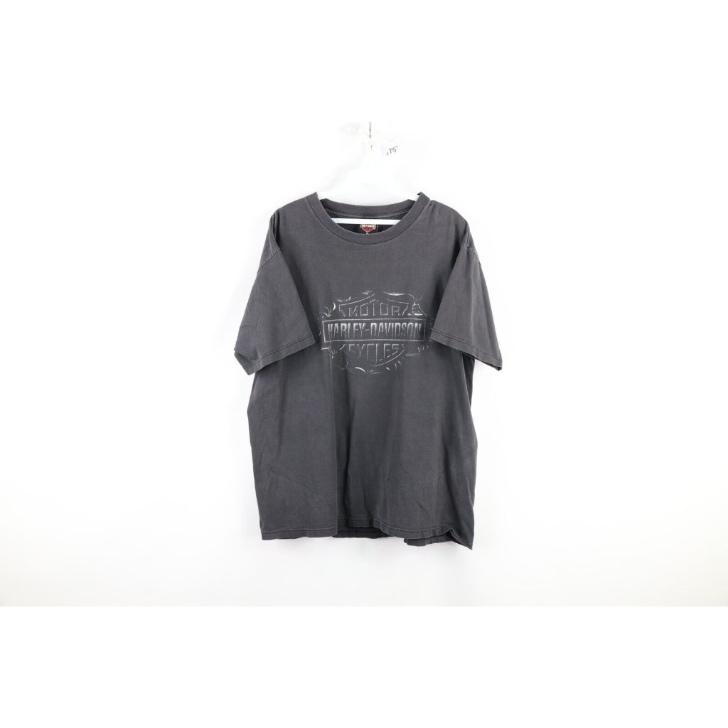 Vtg Harley Davidson Mens Xl Faded Spell Out Big Logo Double Sided T-Shirt Usa